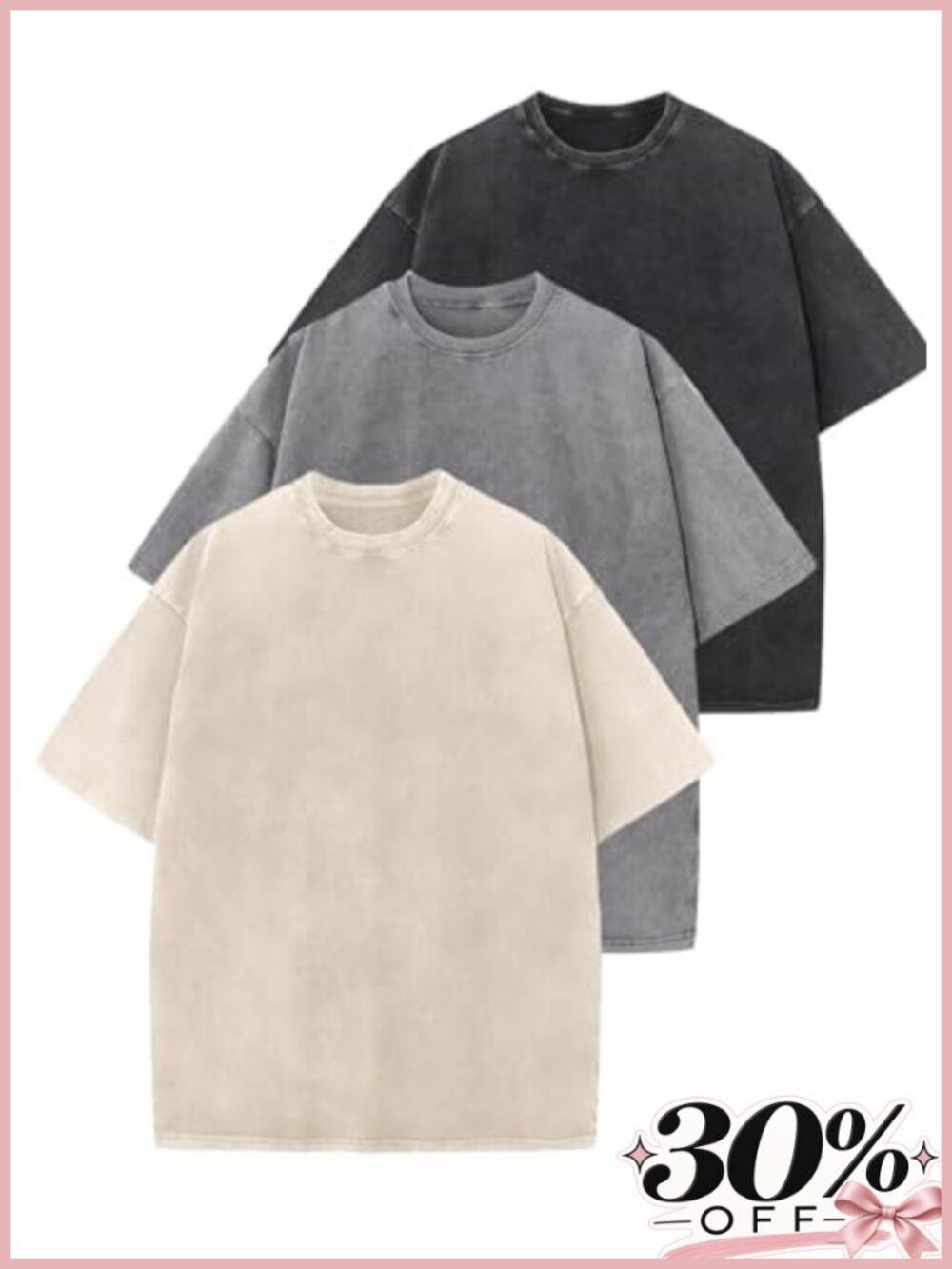 Oversized Washed Cotton Tee for Women Crew Neck Short Sleeve Unisex Street Style